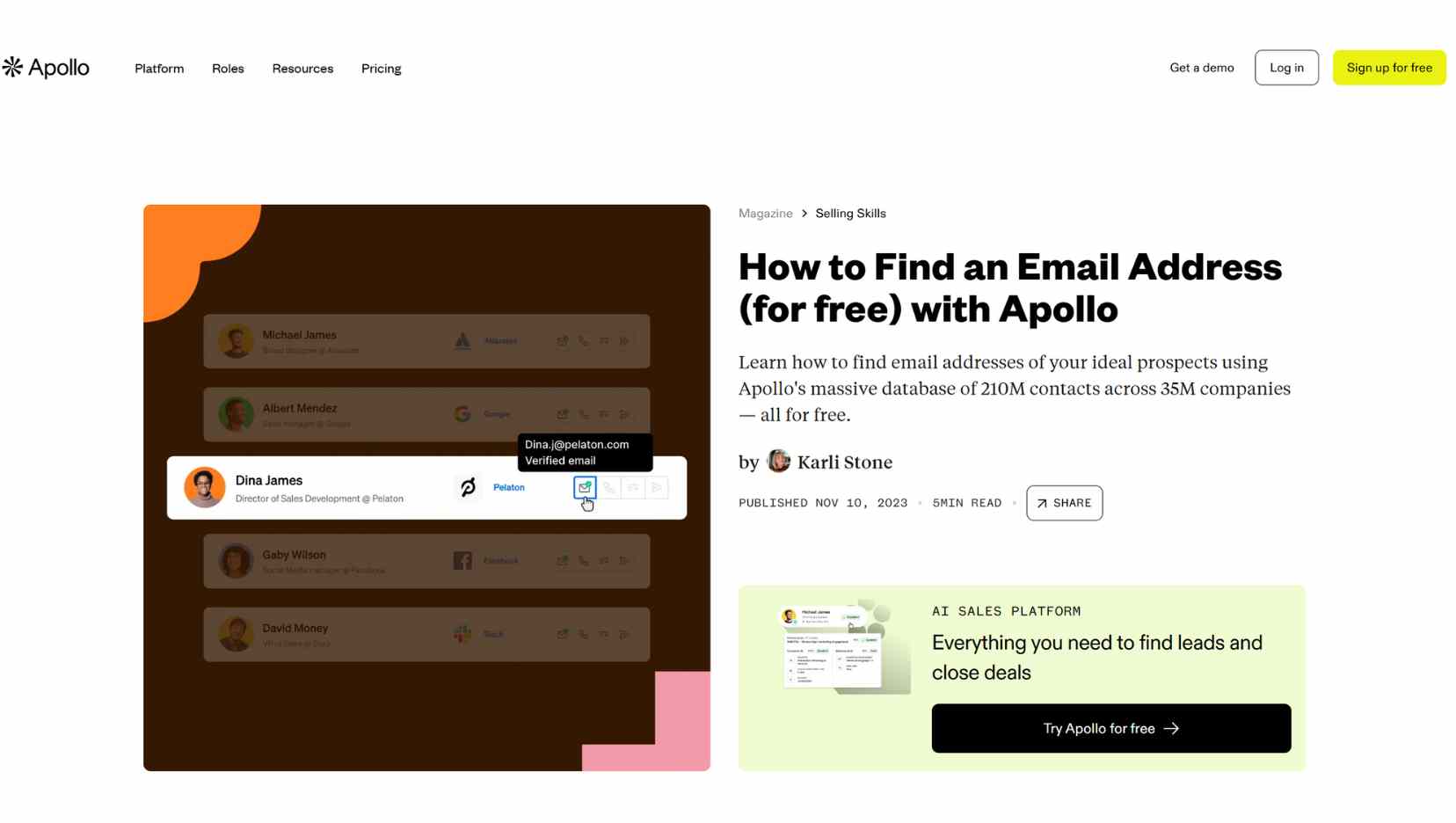 Apollo.io E-mail Finder Tool