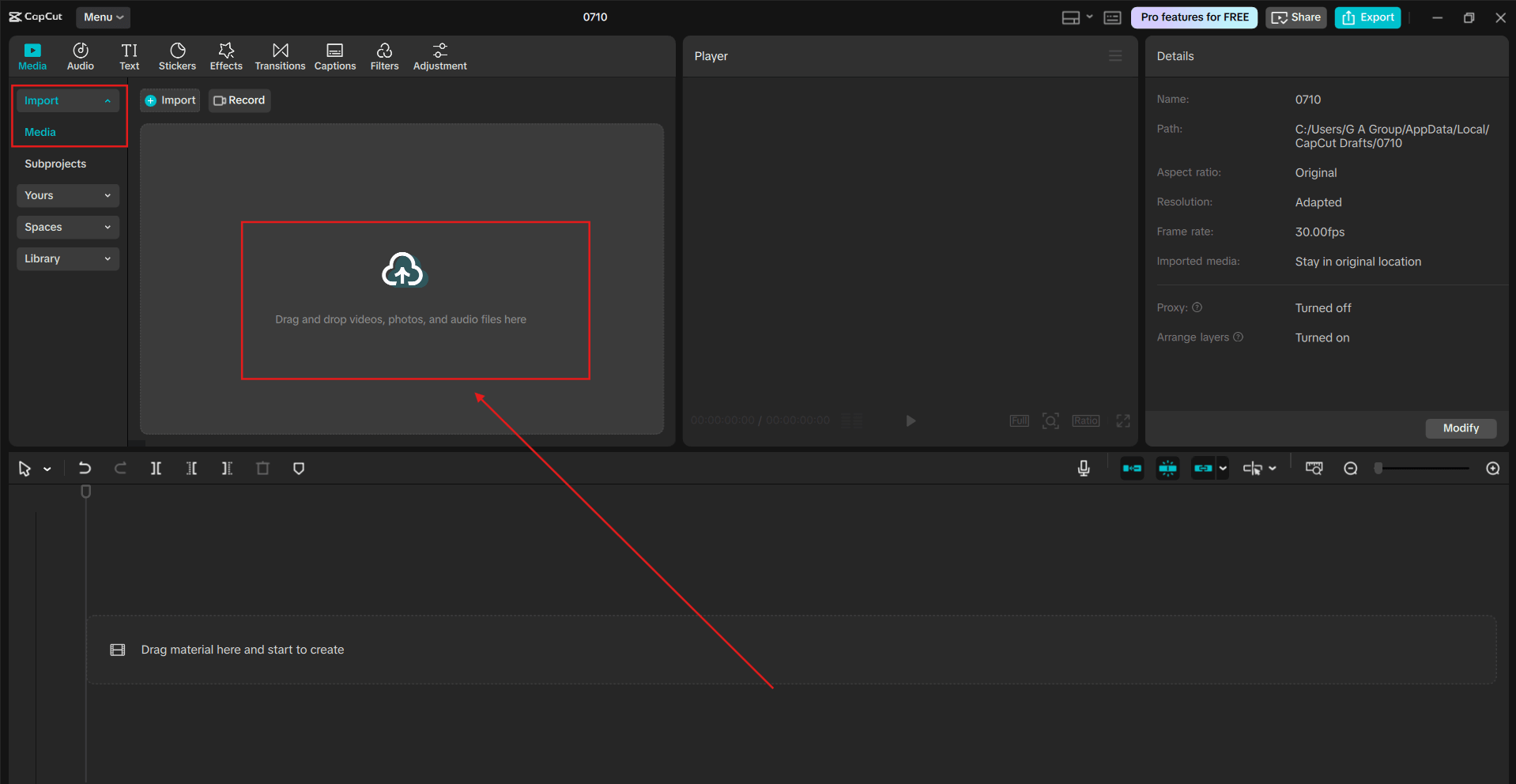 Import Your Video to CapCut Desktop