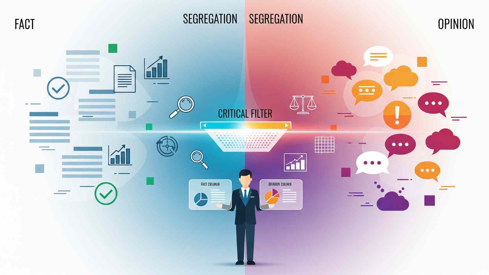 Fact vs. Opinion Segregation in Critical Thinking Exercises