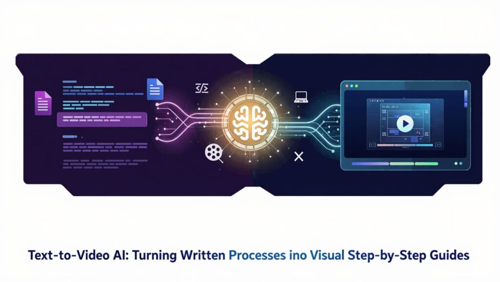 Text to video AI turning written processes into visual step-by-step guides