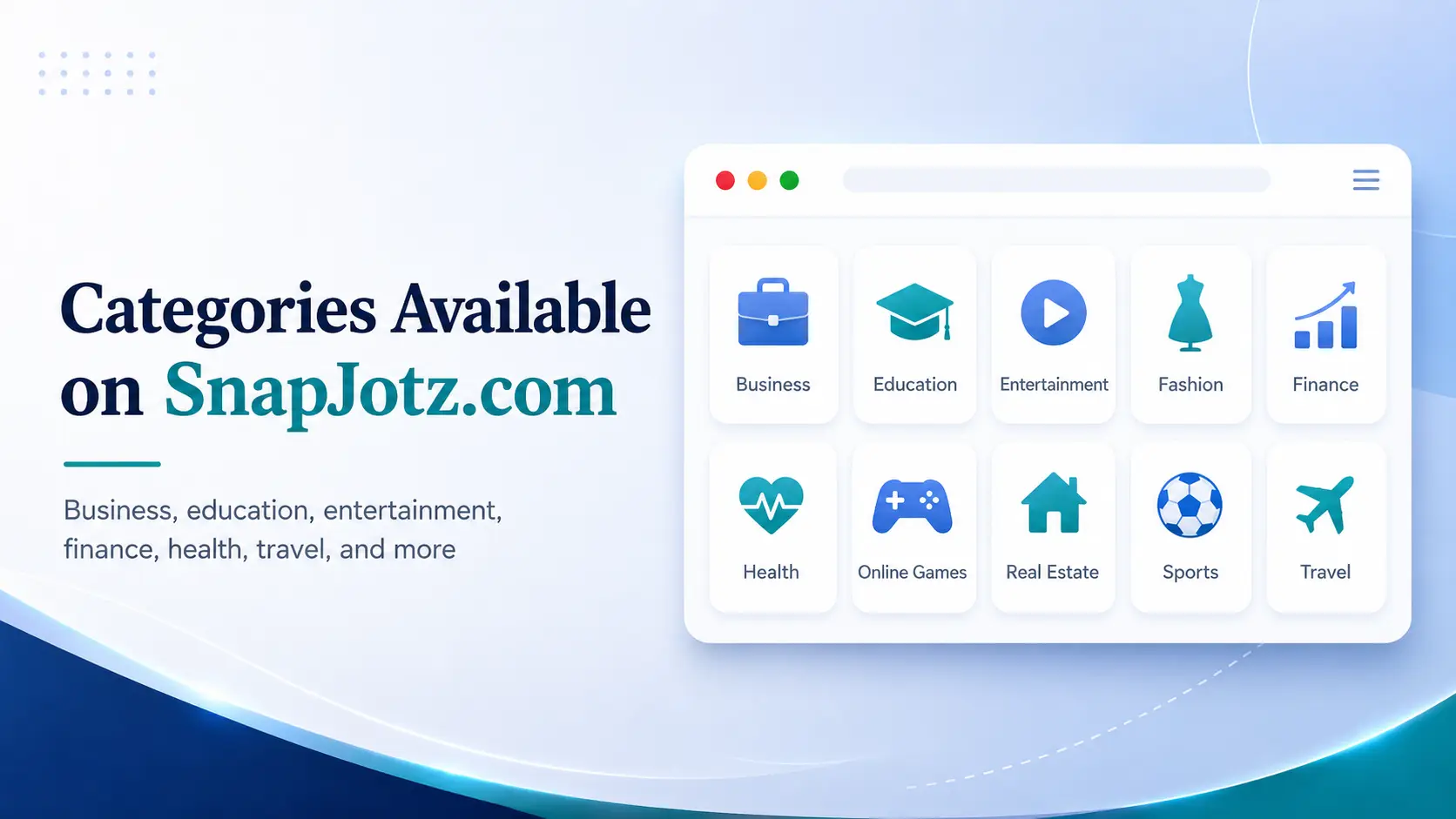 Categories Available on SnapJotz com