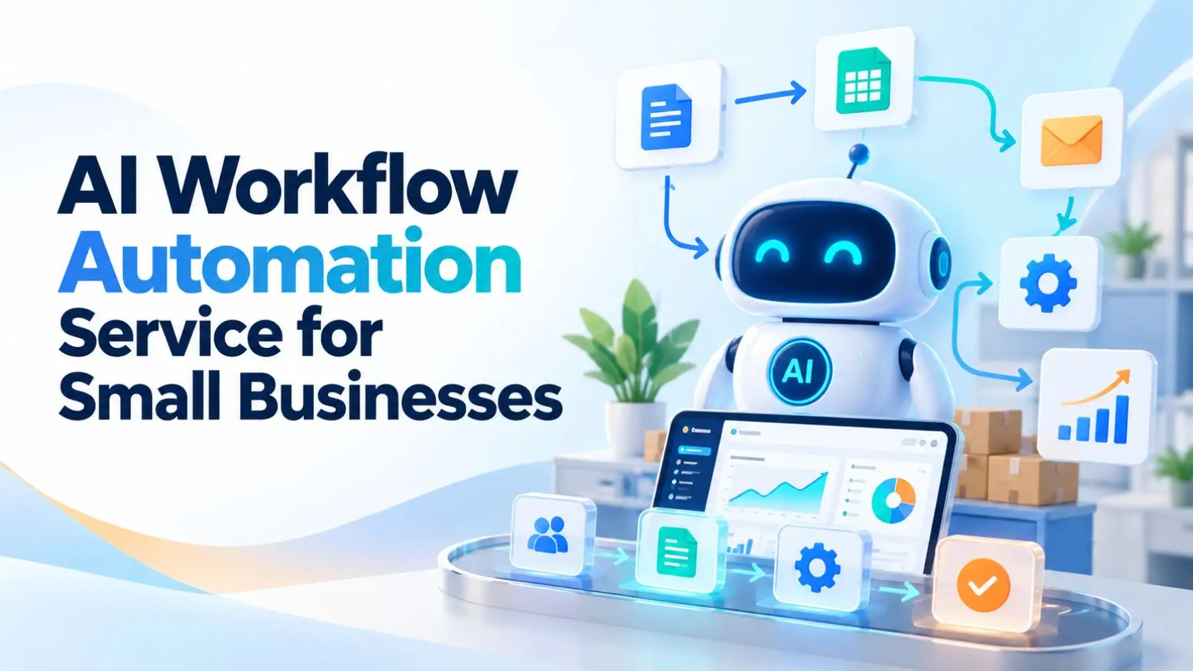 Consultant mapping an AI workflow that routes small business enquiries into a CRM