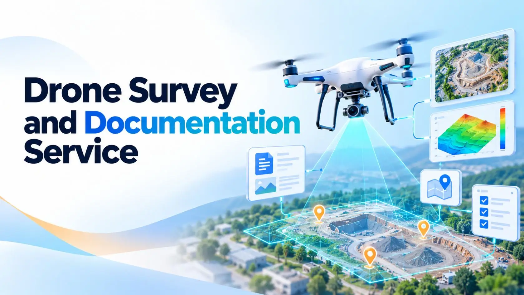 Drone capturing construction progress images on an Indian building site