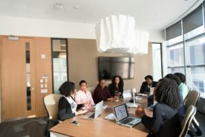 Business team collaborating in a modern office for agentic SaaS workflows